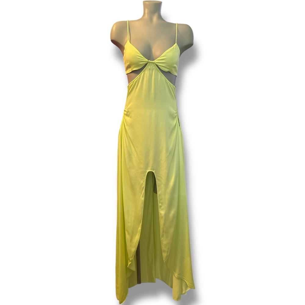 For Love & Lemons Toni Cutout Maxi Dress in Lime Green size Small NWT - Picture 6 of 8